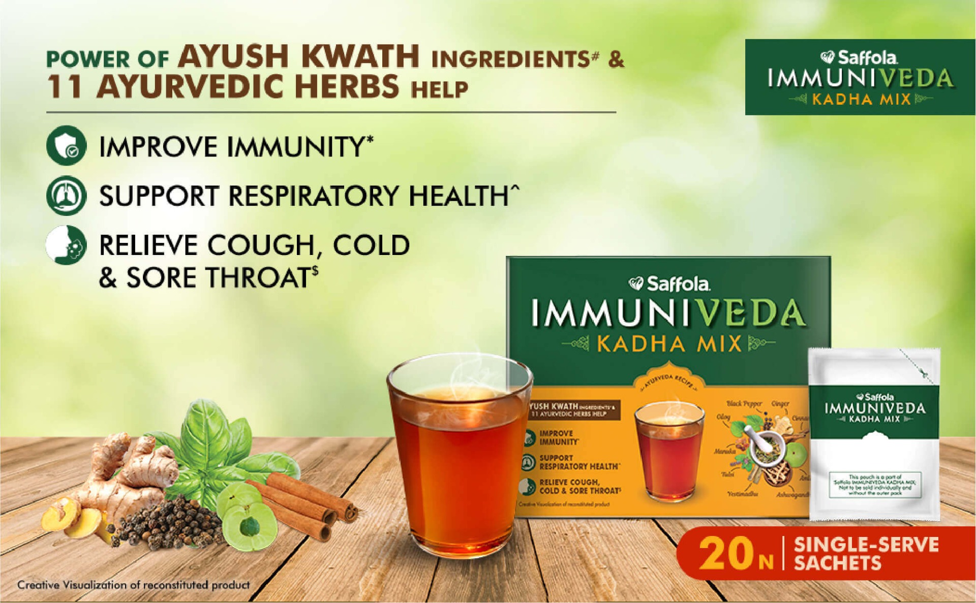 Saffola Immuniveda Kadha Mix Immunity Booster Herbal Drink Mix